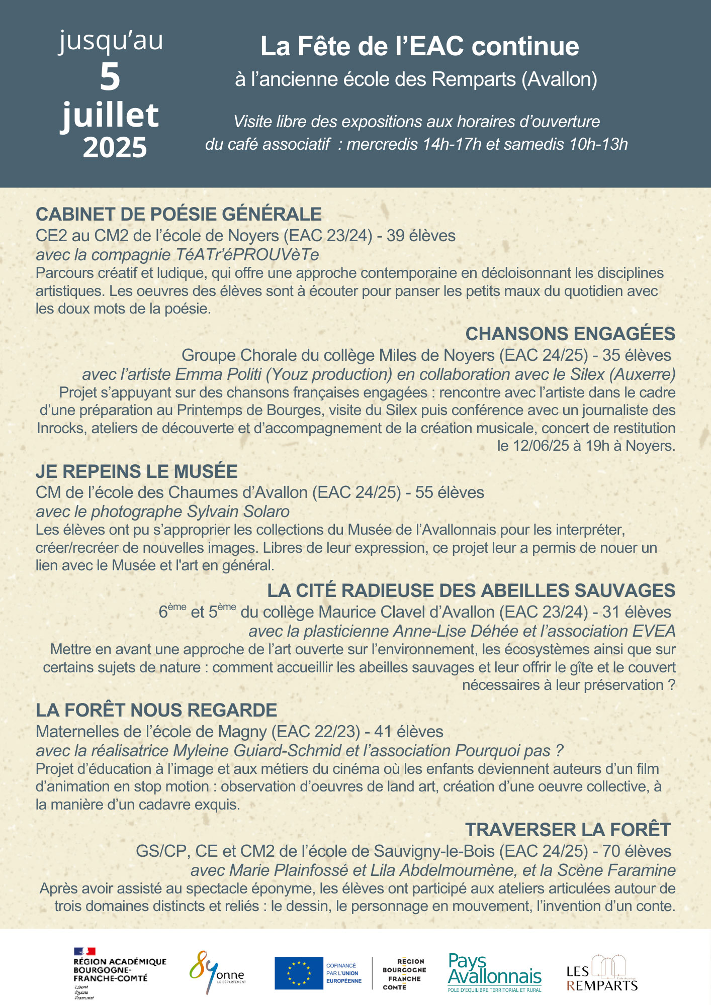 Prolongation Fête EAC avec expos
